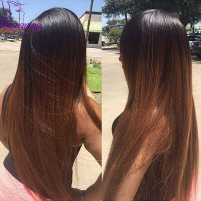 

Virgin Peruvian Ombre Human Hair Lace Front Wigs Color 1B/#30 Ombre Silky Straight Human Hair Wigs Glueless Lace Front Wigs