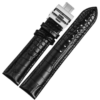 

NP01 18mm Watch Band Женщины и мужчины с серебряным ремешком из телячьей кожи из бабочки с бабочкой черного / коричневого / темно-