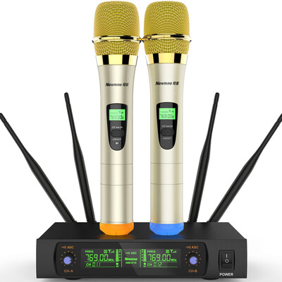 

Newman Newmine H-6609 Wireless Microphone Microphone Karaoke Computer K Song Stage Conference School Speech Universal One Drag Two Microphones