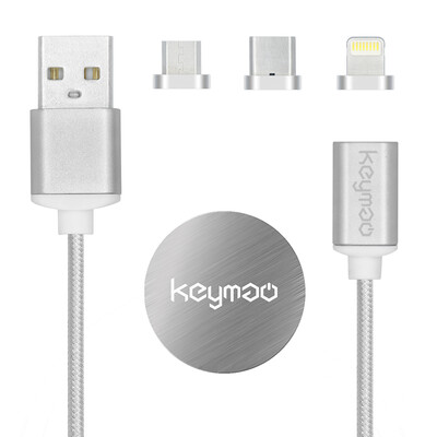 

Keymao Магнитный телефон Кабель данных, зарядный кабель Тип-C 3-в-1 Micro USB Кабельный адаптер для Iphone Android