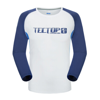 

Tectop quick-drying T-shirt outdoor men&women models breathable quick-drying T-shirt round neck long-sleeved color printing speed dry clothes men white M