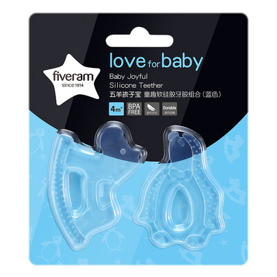 

Jingdong Supermarket] Wuyang (FIVERAMS) children baby child soft silicone gelatin combination of two baby teeth to appease bite bite teeth (blue