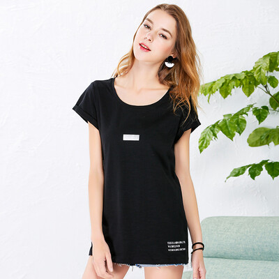 

Red bean IDF women&39s simple print fashion T-shirt female FTD7201B 90 black 155 80A