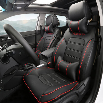 

Huafu Tucson Cushion 15-18 Modern New Tucson Cushion Fully Surrounded by Four Seasons Ice Silk Seat Cover Tucson Modified Special Ice Silk Deluxe Style - Sports Black