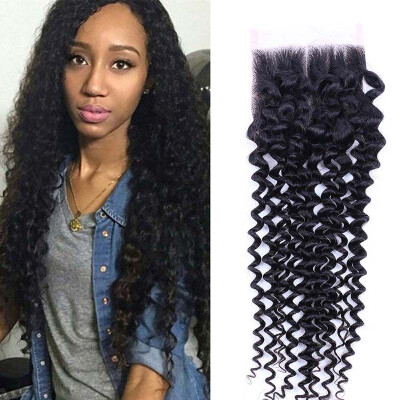 

Malaysian Curly Lace Closure 4x4 Free Part Virgin Human Hair Closure Natural Color Free Shipping