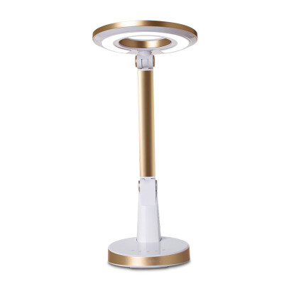 

【Jingdong Supermarket】 Kai Lin LED table lamp ring college student desk learning light children's bedroom bed reading lamp five paragraph dimming champagne gold HL-13101