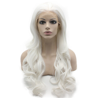

Iwona Synthetic Hair Lace Front Long Wavy White Wig