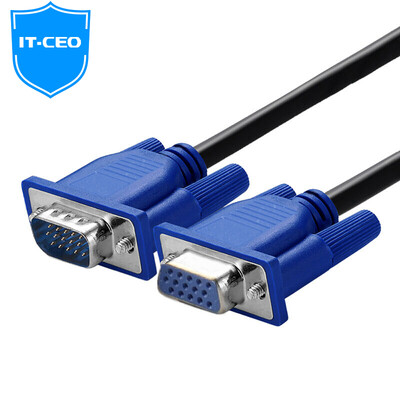 

ИТ генеральный директор V08V2 HD кабель VGA TV PC 3 + 6 медные линии кабельной линии Проектор Дисплей видеосигнала двойное кольцо штырь / штырь 2,5 м Черный