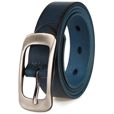 

Cow home belt female cowhide fine belt female Korean version of the fashion wild top layer leather belt belt female 350 blue