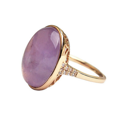 

Yoursfs Luxurious Rose Gold Plated Oval Green Cat'S Eye Women Fashion Ring