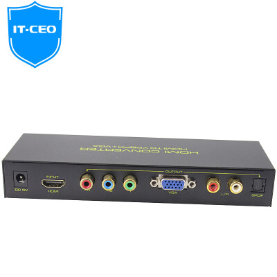 

IT-CEO HDMI to VGA YPBPR Component Component HD Video Converter with 2RCA Dual Lotus Head Digital Optical Audio Output Black Y3HDMI-YP