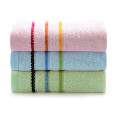 

Jingdong supermarket] bamboo 100 bamboo fiber towel soft absorbent bamboo charcoal wash face face towel color powder blue and green three