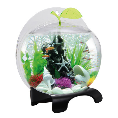 

Qi Yi natural apple dual-cylinder small fish tank mini-tank fish tank home bucket fish tank acrylic fish tank black with light FA18LB