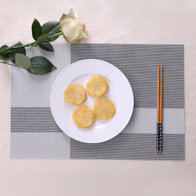 

Po You Ni kitchen mats PVC insulation mat non-slip table mat restaurant anti-hot Western mats put tableware mat 4 pieces twill pattern DQ9034-5