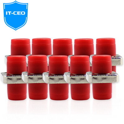

IT-CEO Y2FC-10 Telecom FC-FC 10 pcs Simplex Singlemode Adapter Fiber Optic Network Jumper Cable Coupler Flange ODF Distribution Frame Fiber to Household Red