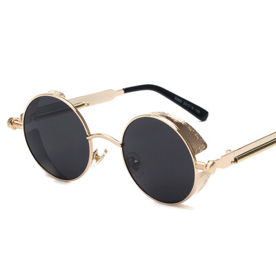 

Peekaboo retro round sunglasses steampunk metal frame with spring leg vintage round sun glasses male female mirror uv400 lens