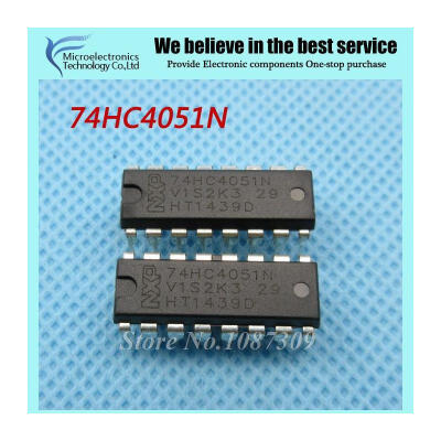 

10pcs free shipping 74HC4051N 74HC4051 SN74HC4051N DIP-16 Multiplexer Switch ICs 8-CHANNEL MUX/DEMUX new original