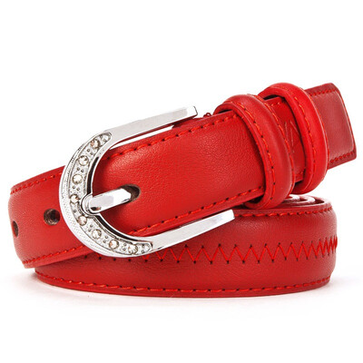 

Svale ladies belt leather fashion wild diamond needle buckle belt 058820331R red
