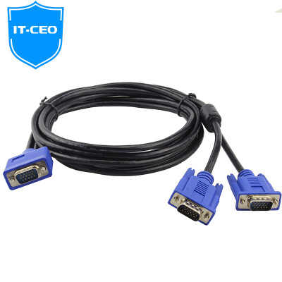 

IT-CEO V08V2 HD VGA cable computer TV cable 3 +6 copper monitor line projector video signal line double magnetic ring needle / needle 2.5 meters black