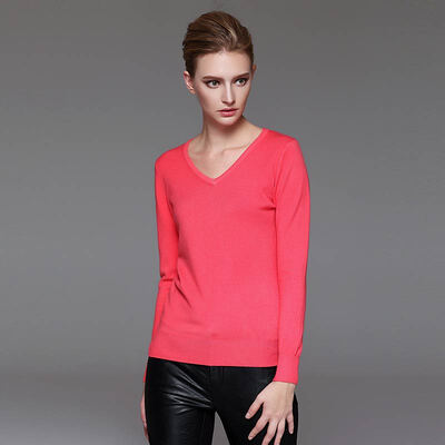 

Rebecca Marc Rebecca Slim was thin warm V collar collar sweater sweater 45460D watermelon red
