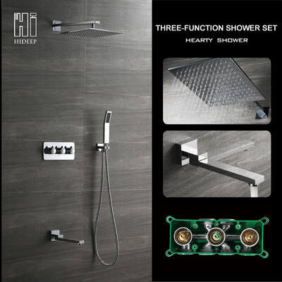 

HIDEEP Luxury brass wall mounted chrome finished rain shower mixer