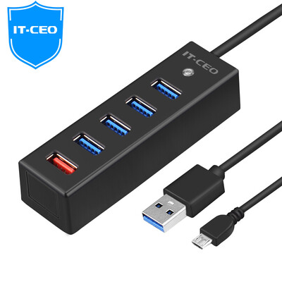 

IT-CEO IT-134 USB3.0 расширенный 4-портовый концентратор порта концентратора HUB + 1 для настольного компьютера перетащить пять USB-сплиттер около 0,5 метра черный