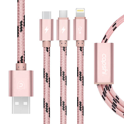 

Capshi Apple Data Line Type-C Andrews dragged triple data cable SHY08 rose 12 meters iPhone76plus Samsung S8 Huawei P10 glory 8 millet 5 oppo