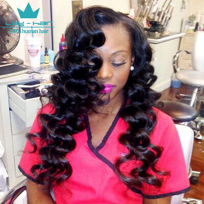 

Grade 10A Virgin Brazilian Loose Wave 3Pcs Lot 8"-26" In Stock 10A Natural Black Color Virgin Brazilian Loose Wavy Hair Weave