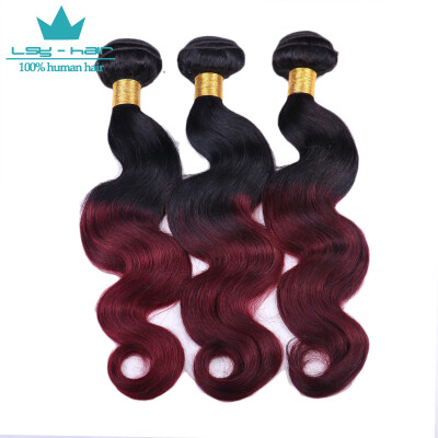 

Body Wave Ombre Peruvian Hair 3 Bundles Two Tones 1B99J Black to Burgundy Peruvian Virgin Remy Human Hair Weave Extensions