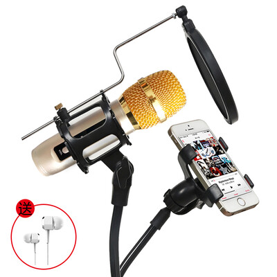 

BOLE B40 mobile phone microphone universal K song phone microphone to sing it computer microphone host live broadcast set wireless microphone capacitor wheat gold MV stent