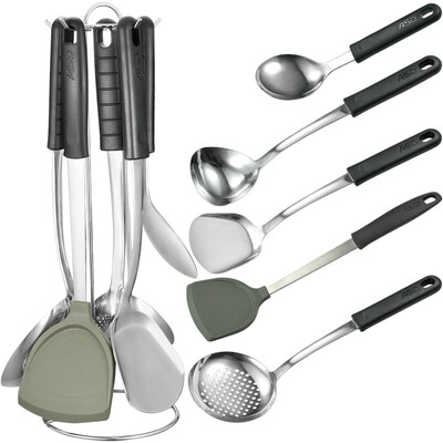 

Aisida stainless steel shovel six-piece set of wok silicone shovel stainless steel shovel spoon spoon rice spoon RCS06C1WG