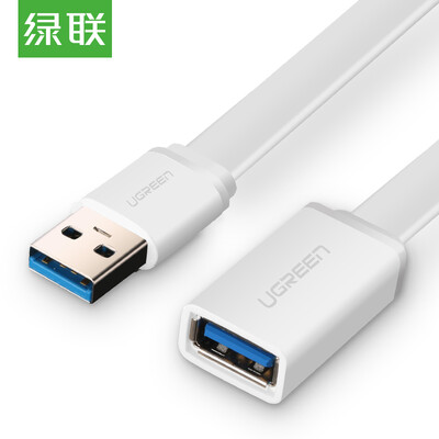 

Green UGREEN USB30 extended line male to female AM ​​ AF high-speed data cable U disk mouse keyboard reader plus long line white flat wire 2 meters 10486
