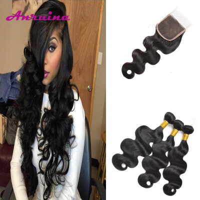 

Brazilian Body Wave Remy Human Hair Grade 8A Hair Weaves with Closures Wet And Wavy human Hair With Closure Whlose Price