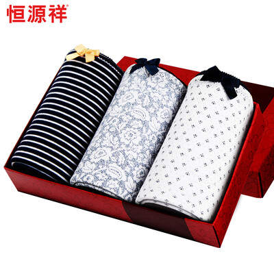 

Hengyuan Xiang ladies underwear cotton low waist garden wind printing triangle underwear mixed color 3 loaded 16085