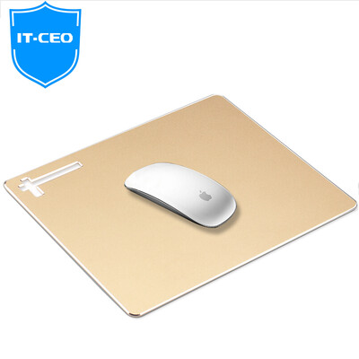 

IT-CEO X421T large aluminum mouse pad thick aluminum metal&hard gaming mouse mat business office keyboards Desktop mouse pad 25X20cm Tyrant gold