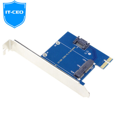 

IT-CEO PCI-E to MSATA expansion card adapter card blue support PCI-E X1 slot SSD solid state drive IT-201