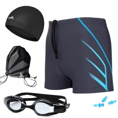 

YINGFA (YINGFA) swim trunks goggles PU swimming cap earbuds swimming package swim suit fashion swim suit 3867 blue + black XL 400 degrees