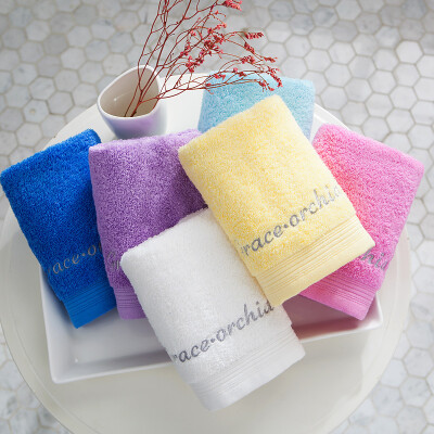 

Grace Li Grace towel textile cotton fresh embroidery thickened heavier absorbent towel six loaded 130g Article 72 36cm