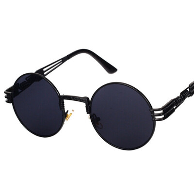 

Peekaboo vintage retro gothic mirror sunglasses gold and black sun steampunk glasses round circle men UV gafas de sol