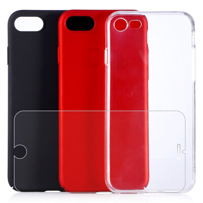 

IPhone shell four sets dostyle Apple 7 phone case protection iPhone7 hard shell red black TPU silicone sleeve transparent shell iPhone7 tempered film