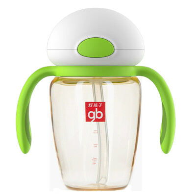 

Jingdong supermarket] gb good boy PPSU straw training cup with grip 240ml-fruit green (robot image series