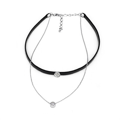 

Shin Kong jewelry Japan and South Korea women's necklace personalized double-necklace simple wild birthday gift spring and summer trend of new black