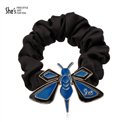 

shes Qian Zi headdress hair accessories hair tied tied Mawei drops alloy bee hair circle blue