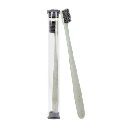 

Wheat Black Bamboo Toothbrush 124 pcs Portable Soft Charcoal Tooth Brush Tongue Cleaner For Kids And Adults
