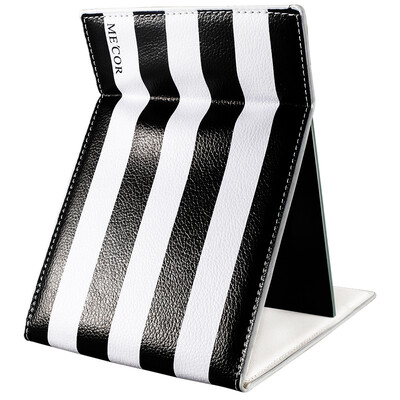 

MECOR MECOR black&white stripes portable make-up mirror desktop folding walker desk desk desk mirror company team welfare black&white trend 0019