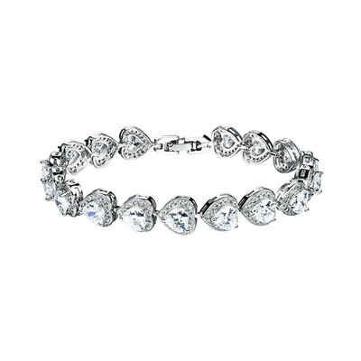 

Yoursfs @ Heart Shaped Cubic Zirconia Link Chain Bracelet для женщин