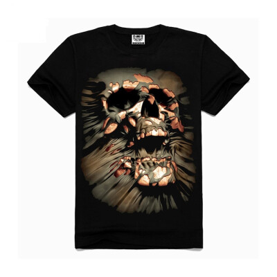 

Summer new tide mens creative cotton T-shirt 3D printed skull&skull personality type in the trade mens clothing