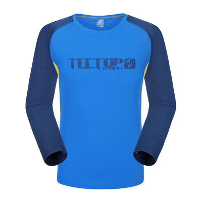 

Tectop quick-drying T-shirt outdoor men and women models breathable quick-drying T-shirt round neck long-sleeved color printing speed dry clothes men white M