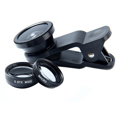 

Wide Angle Macro Camera Lens Fisheye Lens 3 in 1 Mobile Phone Clip Lenses Fish Eye For iphone5s 6s 7 plus xiaomi Huawei Samsung