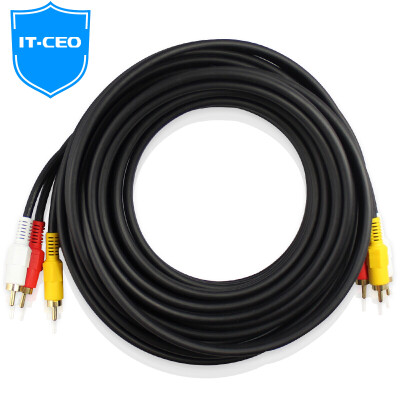 

IT-CEO V083R AV audio and video cable three pairs of three lotus head line 3RCA to 3RCA male to public AV adapter line red and white TV set-top box line 2 meters black